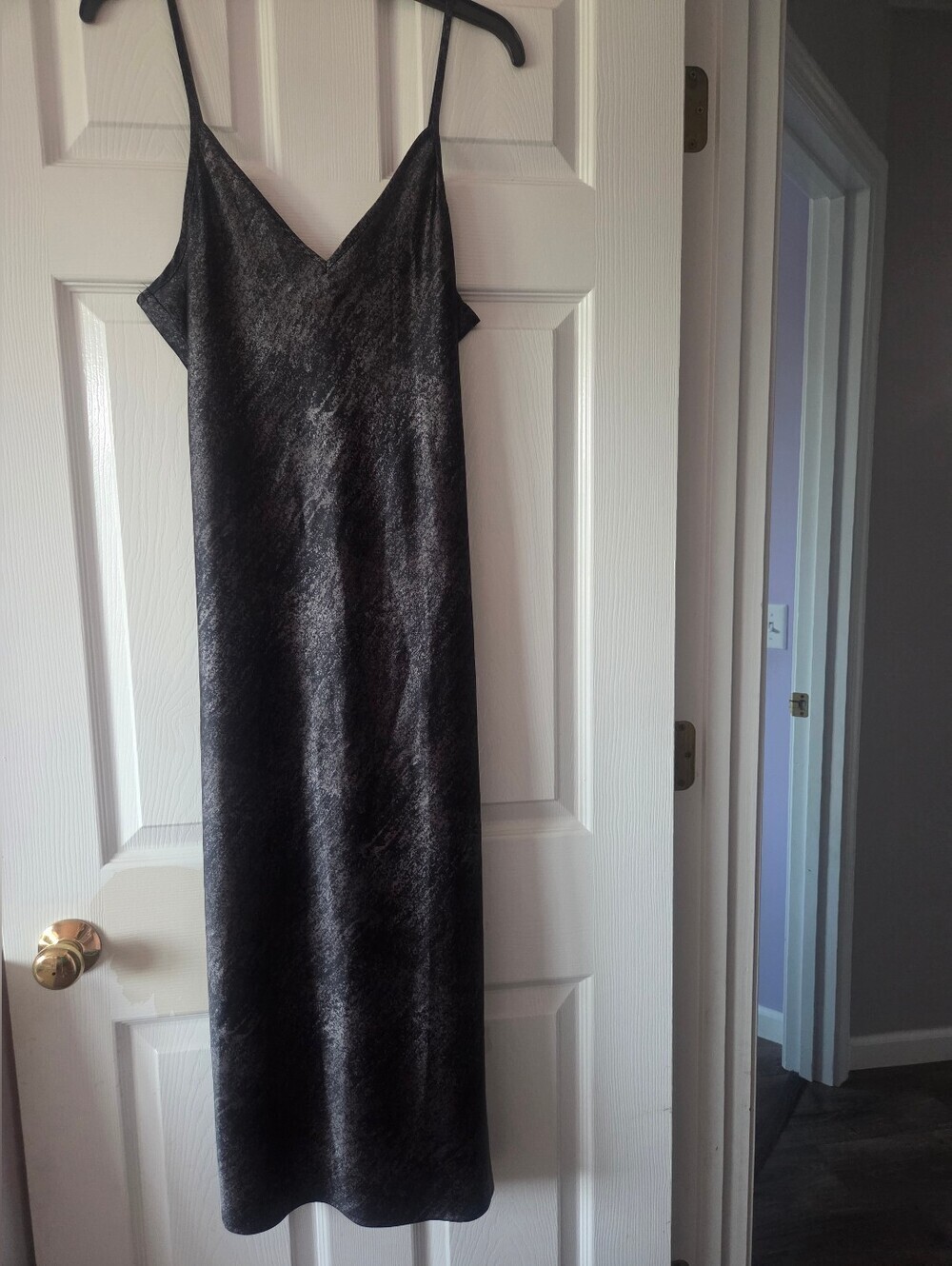 Womens Calvin Klein Jeans Black Satin Midi Slip Dress Size M NWT